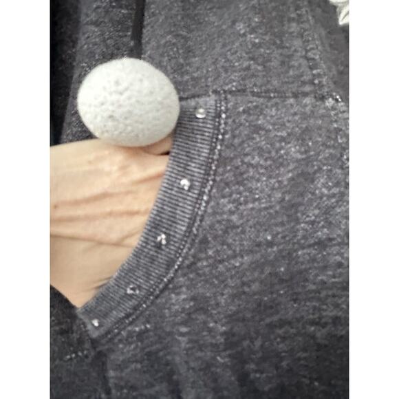 Y2K Vintage Women’s Ed Hardy Sherpa Lined Pom Pom String Studded Hoodie Sz S - Picture 14 of 15